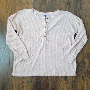 Old Navy Waffle Knit Henley Tunic Pale Pink size Medium